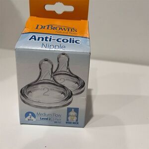 Dr. Brown's Natural Flow Anti-Colic Medium Flow Nipple 2 Pack 3m+